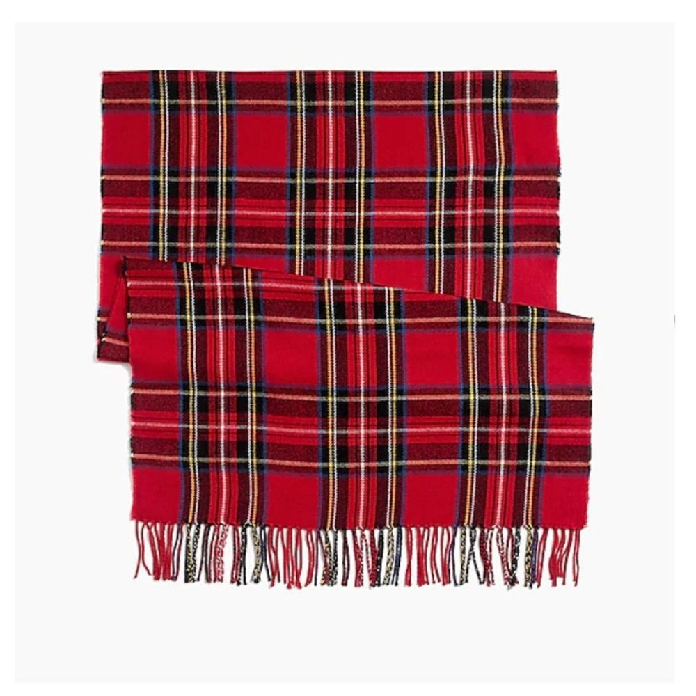 Red Classic Plaid Scarf J Crew Factory Fall Winter Warm New Black